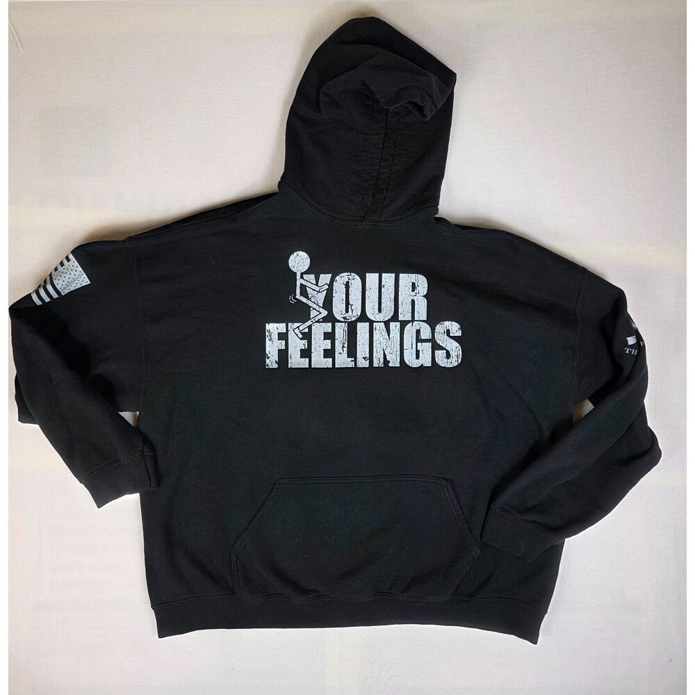 "Grunt Style Fck Your Feelings Men's Pullover Hoodie - Black" Size 3XL